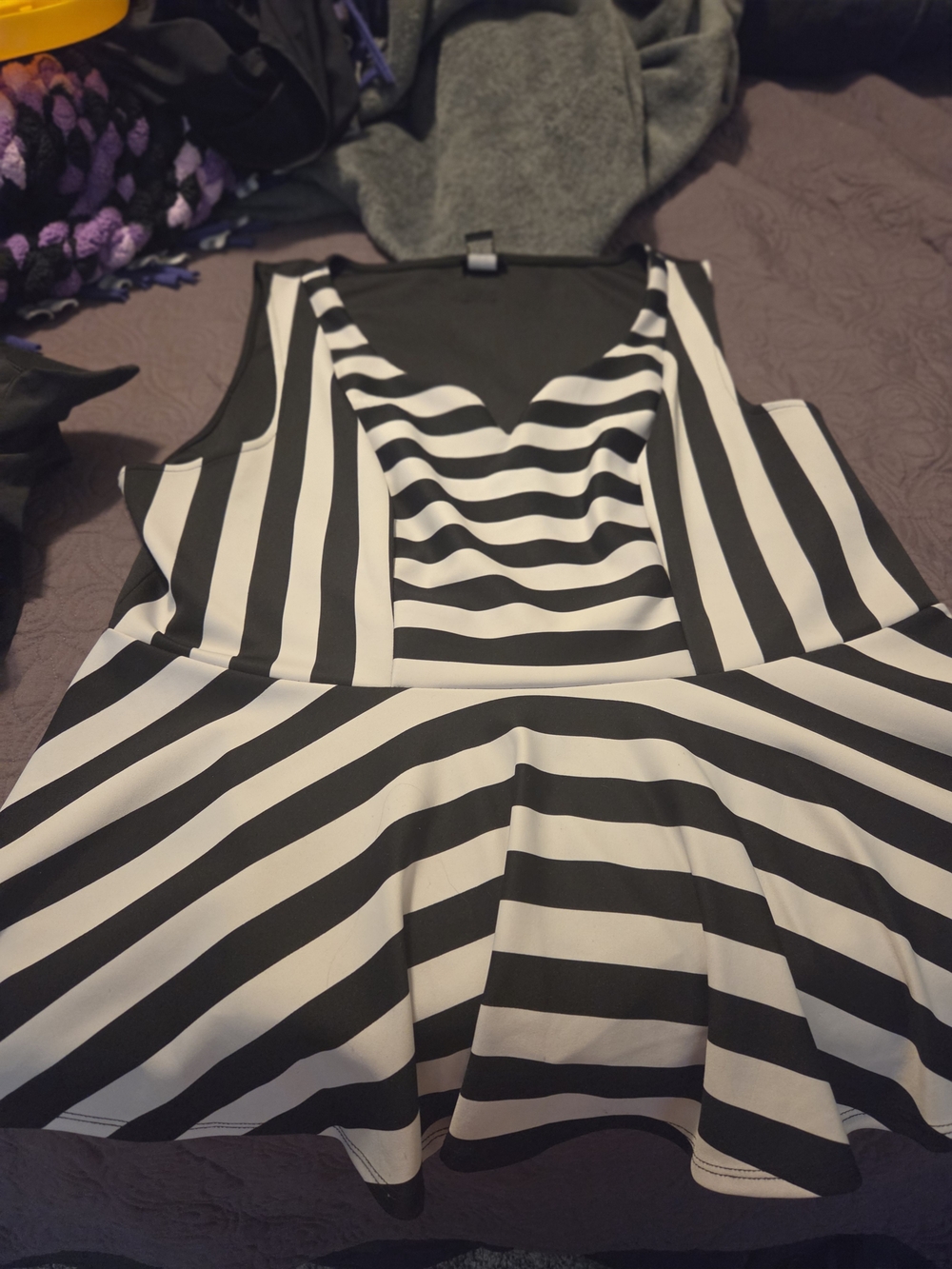 torrid Black & White Striped Peplum Tank